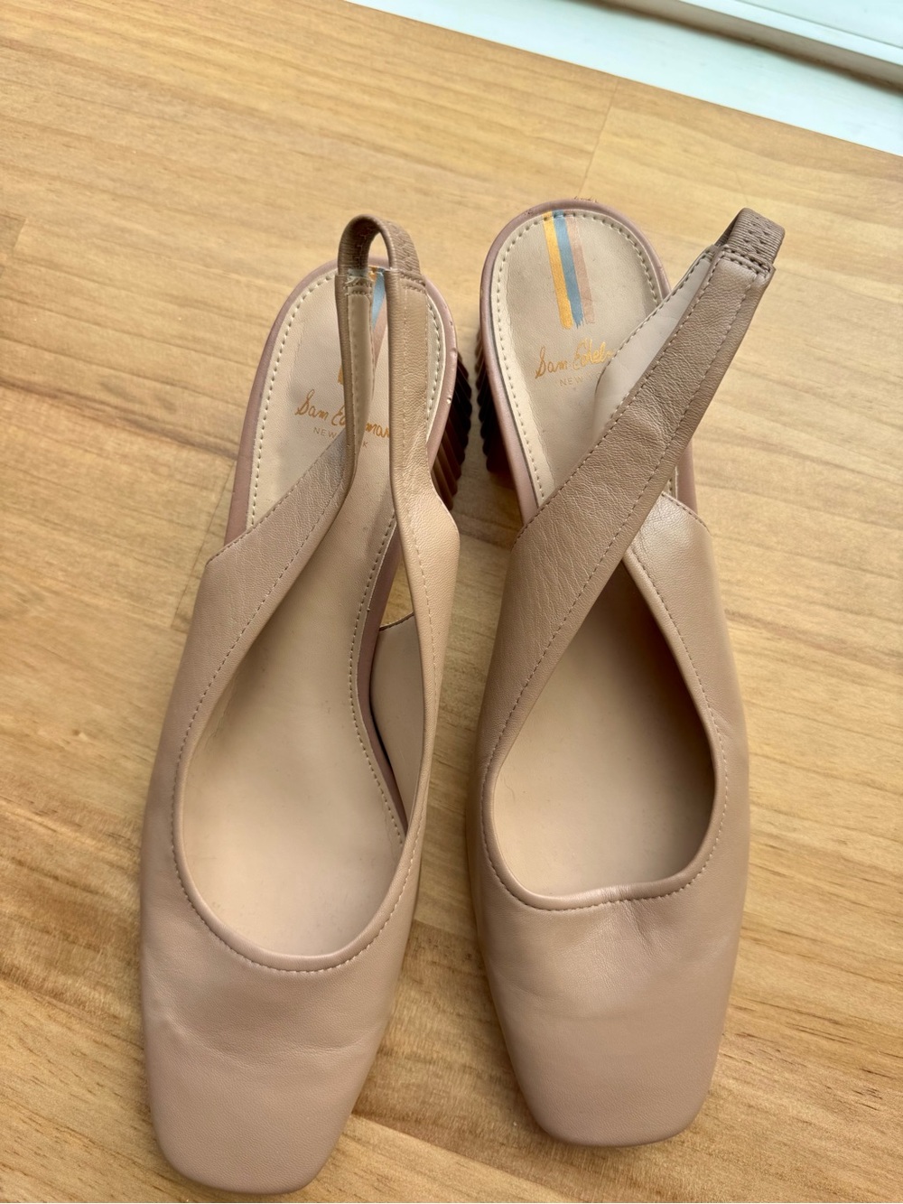Sam Edelman (USED) Slingback Block Heel Pumps in Beige Nude Size 9 - Picture 7 of 13